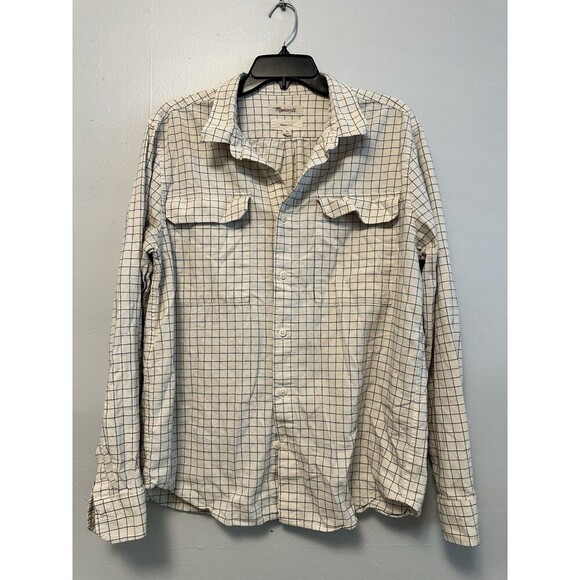 Madewell Perfect Fit Long Sleeve Windowpane Shirt Cotton Button Down L - Picture 1 of 7